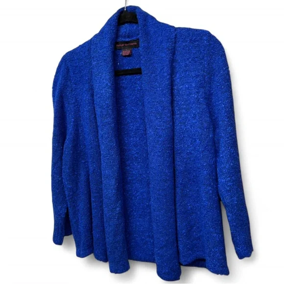 Hayley Matthews Royal Blue Bouclé Open Front Cardigan - NWT - Picture 2 of 8